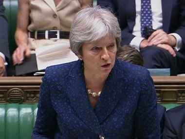 Britain's prime minister Theresa May gives statement in the Parliament. AP