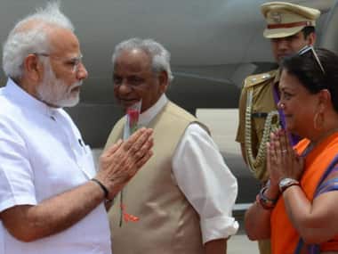PM Narendra Modi and Rajasthan CM Vasundhara Raje. Twitter/@VasundharaBJP