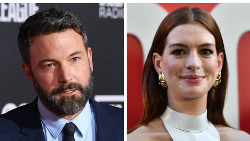 Ben Affleck (right) with Anne Hathaway (left). Images from Agence France Presse/ Robyn Beck and Angela Weiss