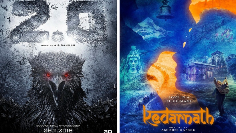 2.0 poster (left) and Kedarnath poster (right). Images from Twitter