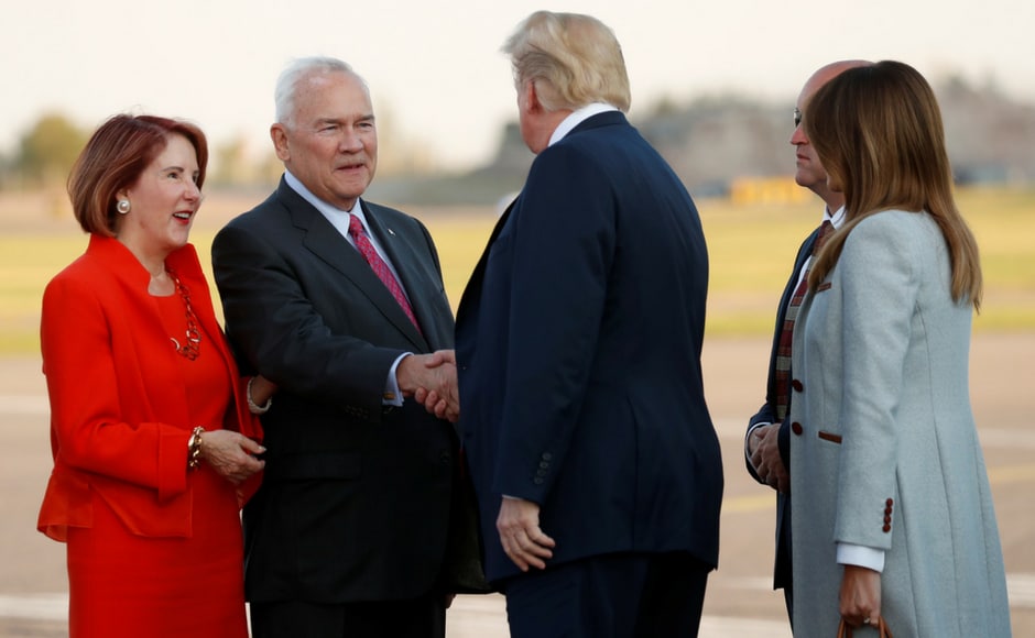 Donald Trump and Melania Trump were greeted by Frank Pence, US ambassador to Iceland. Trump's summit with Putin will address Syrian war, nuclear disarmament of North Korea and diplomatic relations between the US and Russia. AP Donald Trump and Melania Trump were greeted by Frank Pence, US ambassador to Iceland. Trump's summit with Putin will address Syrian war, nuclear disarmament of North Korea and diplomatic relations between the US and Russia. AP