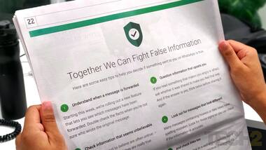 WhatsApp rolls out newspaper ads with tips for users to fight false information