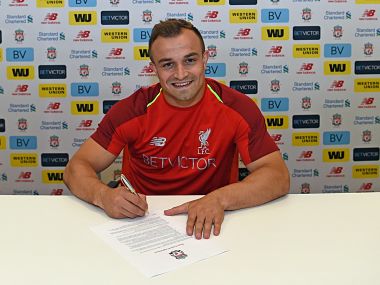  Liverpool have signed Switzerland's Xherdan Shaqiri from Stoke City on a five-year deal. Image courtesy: Twitter @LFC 