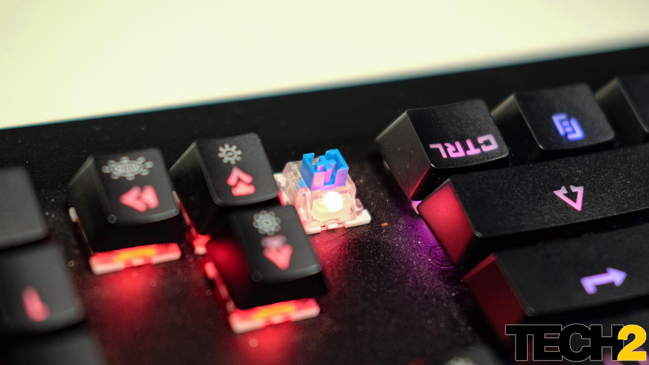 The keyboard uses mechanical key switches, but these aren't Cherry MX switches. Image: tech2/Anirudh Regidi