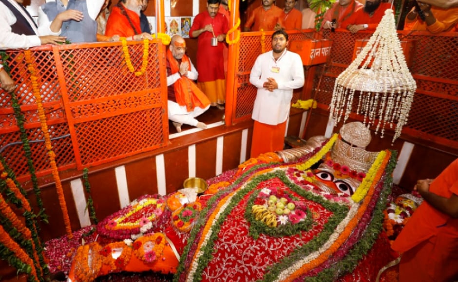 He then visited the Bade Hanuman temple and Juna Akhara. Twitter@AmitShah He then visited the Bade Hanuman temple and Juna Akhara. Twitter@AmitShah
