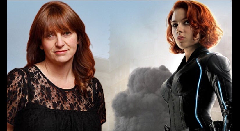 Australian director Cate Shortland (L) and Scarlett Johansson as Black Widow (R)