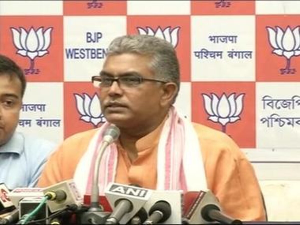 Mahua Moitra with West Bengal BJP President Dilip Ghosh at Parliament  News Photo - Getty Images