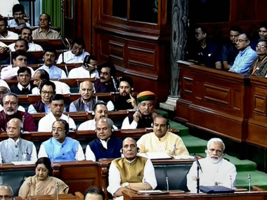 Prime minister Narendra Modi at the Monsoon session of Parliament. PTI