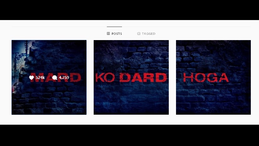 Shraddha Kapoor's Instagram now has 3 images which read, Mard Ko Dard Hoga. Instagram/@shraddhakapoor