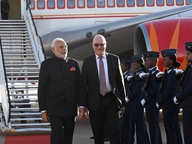 Narendra Modi arrives in South Africa. Twitter/MEAIndia