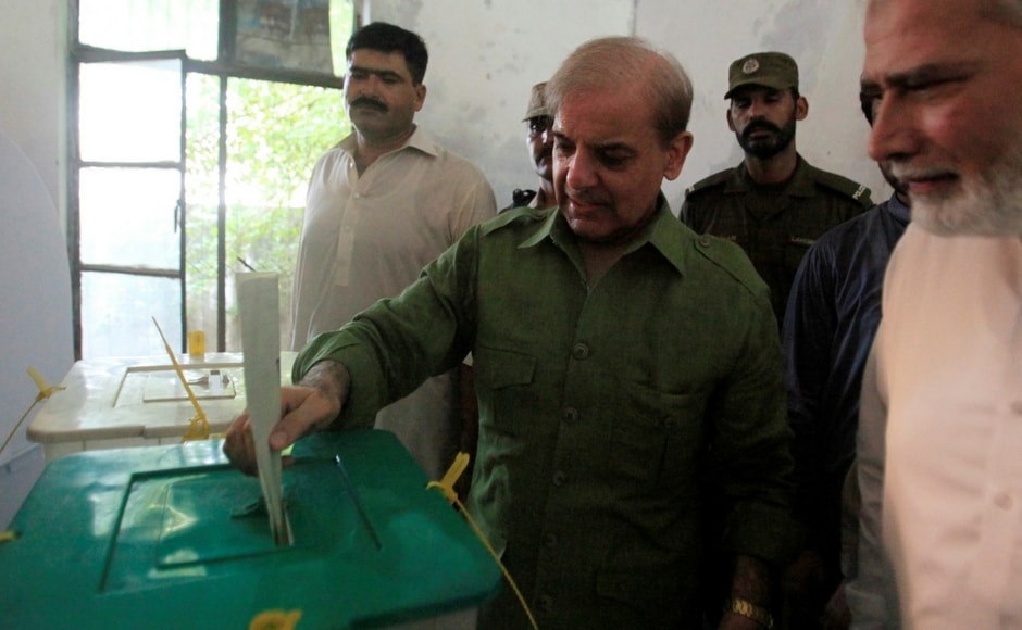 Shehbaz Sharif, brother of ousted prime minister Nawaz Sharif and leader of Pakistan Muslim League -Nawaz (PML-N), casts his ballot at a polling station in Lahore, Pakistan. He later tweeted, Shehbaz Sharif, brother of ousted prime minister Nawaz Sharif and leader of Pakistan Muslim League -Nawaz (PML-N), casts his ballot at a polling station in Lahore, Pakistan. He later tweeted,