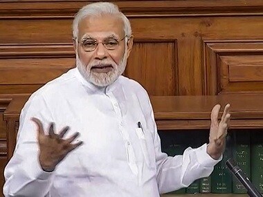 Prime Minister Narendra Modi while delivering his speech in Lok Sabha on Friday. PTI