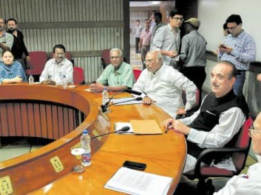 aders of opposition parties meet in the Parliament library in New Delhi on Monday. PTI