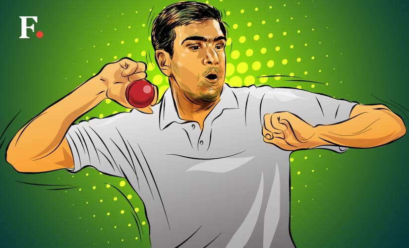 Indian cricketer Ravichandran Ashwin. Art by Rajan Gaikwad