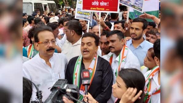 Congress workers count and fill potholes in Mumbai's Bandra, accuse BMC of not being prepared for monsoon
