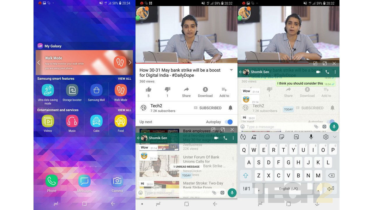 Samsung has a couple of new smart features of its own and a Chat Over Video feature where you can WhatsApp chat as well as watch videos.