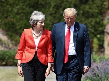 British prime minister Theresa May with US president Donald Trump. AP