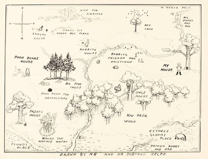 The map illustrated by E H Shepard. Image from Sotheby’s 