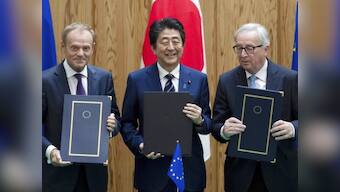 European Union, Japan sign massive free trade deal in to eliminate nearly all tariffs; say 'clear message' against protectionism