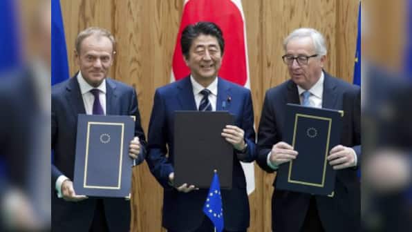 European Union, Japan sign massive free trade deal in to eliminate nearly all tariffs; say 'clear message' against protectionism