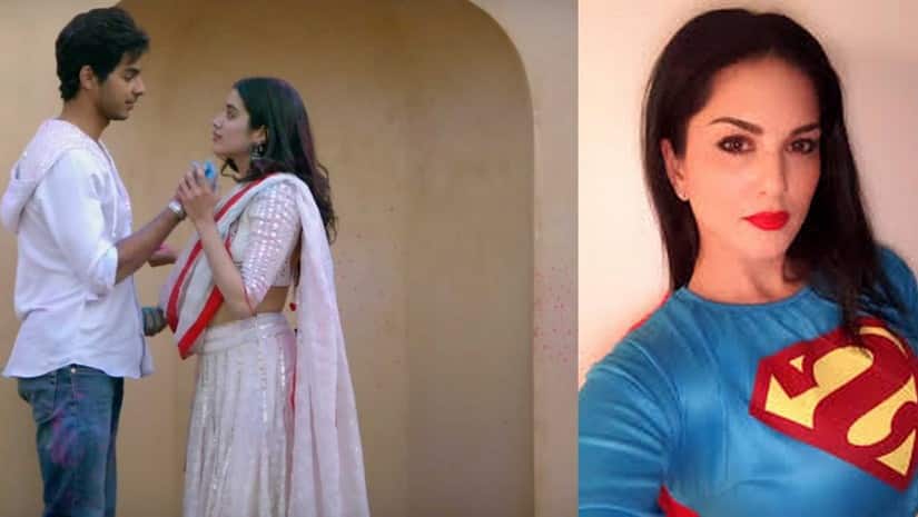 Janhvi Kapoor, Ishaan Khatter in Dhadak still. Screenshot from YouTube. Sunny Leone (R). Image via Twitter @SunnyLeone