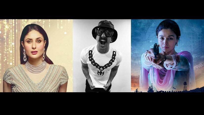 Kareena Kapoor Khan (L), Ranveer Singh (C), Alia Bhatt (R). Images via Twitter @KareenaOnline, @RanveerOfficial, @Aliaa08