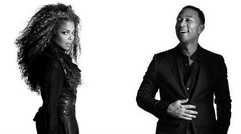 Janet Jackson (L), John Legend (R). Images via Twitter @JanetJackson @johnlegend