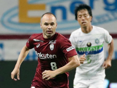 Andres Iniesta scores outrageous first goal to guide Japanese club Vissel Kobe to victory over rivals Jubilo Iwata Andres Iniesta scores outrageous first goal to guide Japanese club Vissel Kobe to victory over rivals Jubilo Iwata