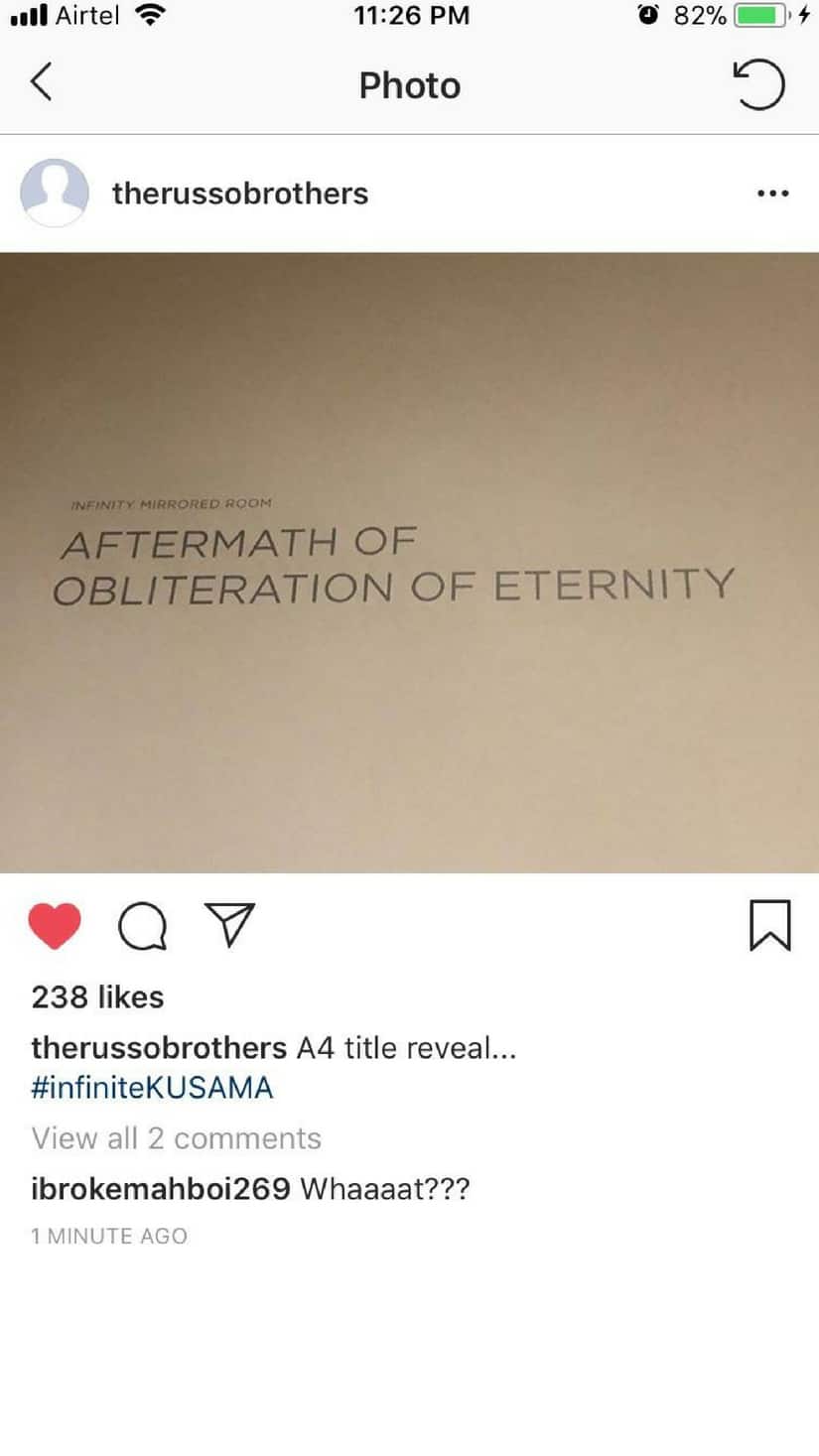 Screenshot from The Russo Brothers Instagram/.image from Reddit.