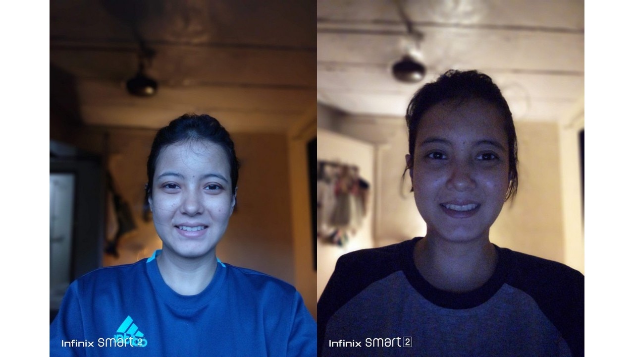 The Bokeh mode in daylight (left) looks better than in low light (right). 