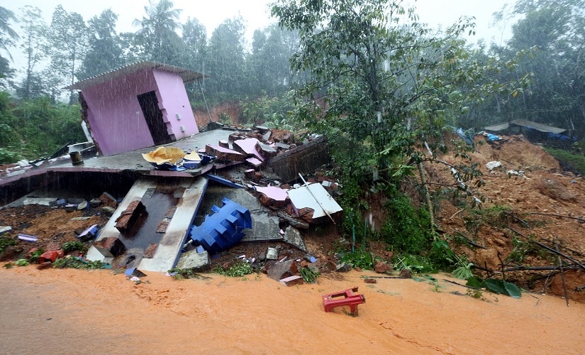 A house fully damaged after a landslide in Kannur, Kerala. Image Courtesy: TK Devasia