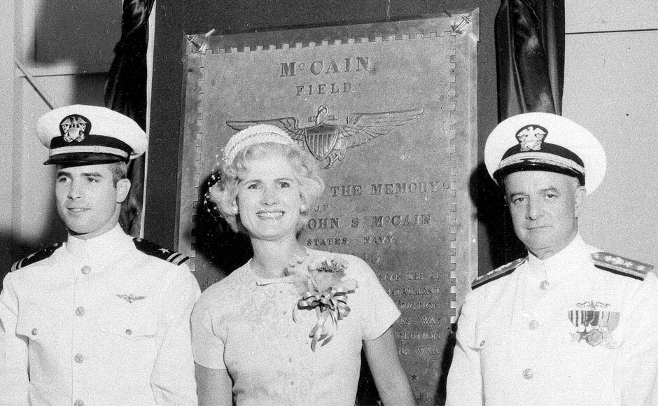John Sidney McCain III (left) was born in 1936 in the Panana Canal zone, where his father was stationed in the military. In this photo, he can be seen with his parents Rear Admiral John S McCain Jr (right) and Roberta Wright McCain. AP John Sidney McCain III (left) was born in 1936 in the Panana Canal zone, where his father was stationed in the military. In this photo, he can be seen with his parents Rear Admiral John S McCain Jr (right) and Roberta Wright McCain. AP