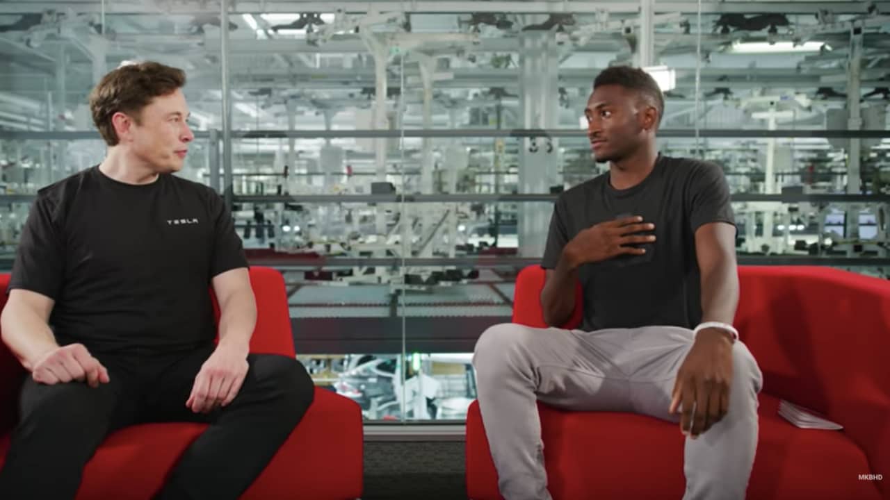Elon Musk in an interview with YouTuber MKBHD. Image: MKBHD YouTube channel