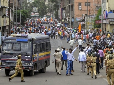 File photo of the Maratha Kranti Morcha protesting in Solapur. PTI