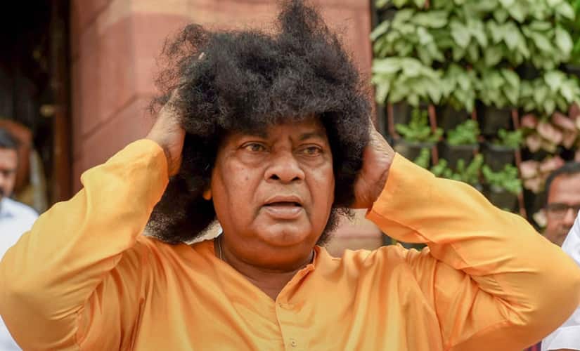Naramalli Sivaprasad as Sai Baba in Parliament. PTI