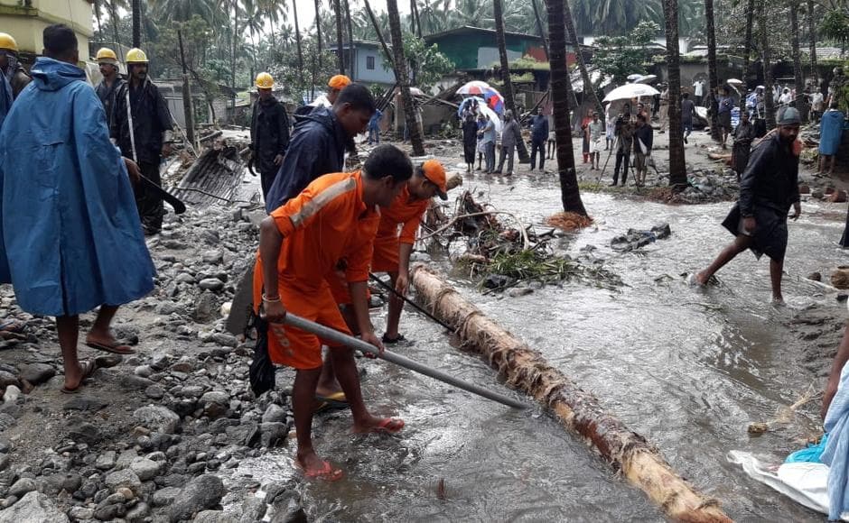 NDRF deployed in Kerala, engaged in rescue and relief work, in the aftermath of flood and landslides. Firstpost/ Naveen Nair NDRF deployed in Kerala, engaged in rescue and relief work, in the aftermath of flood and landslides. Firstpost/ Naveen Nair