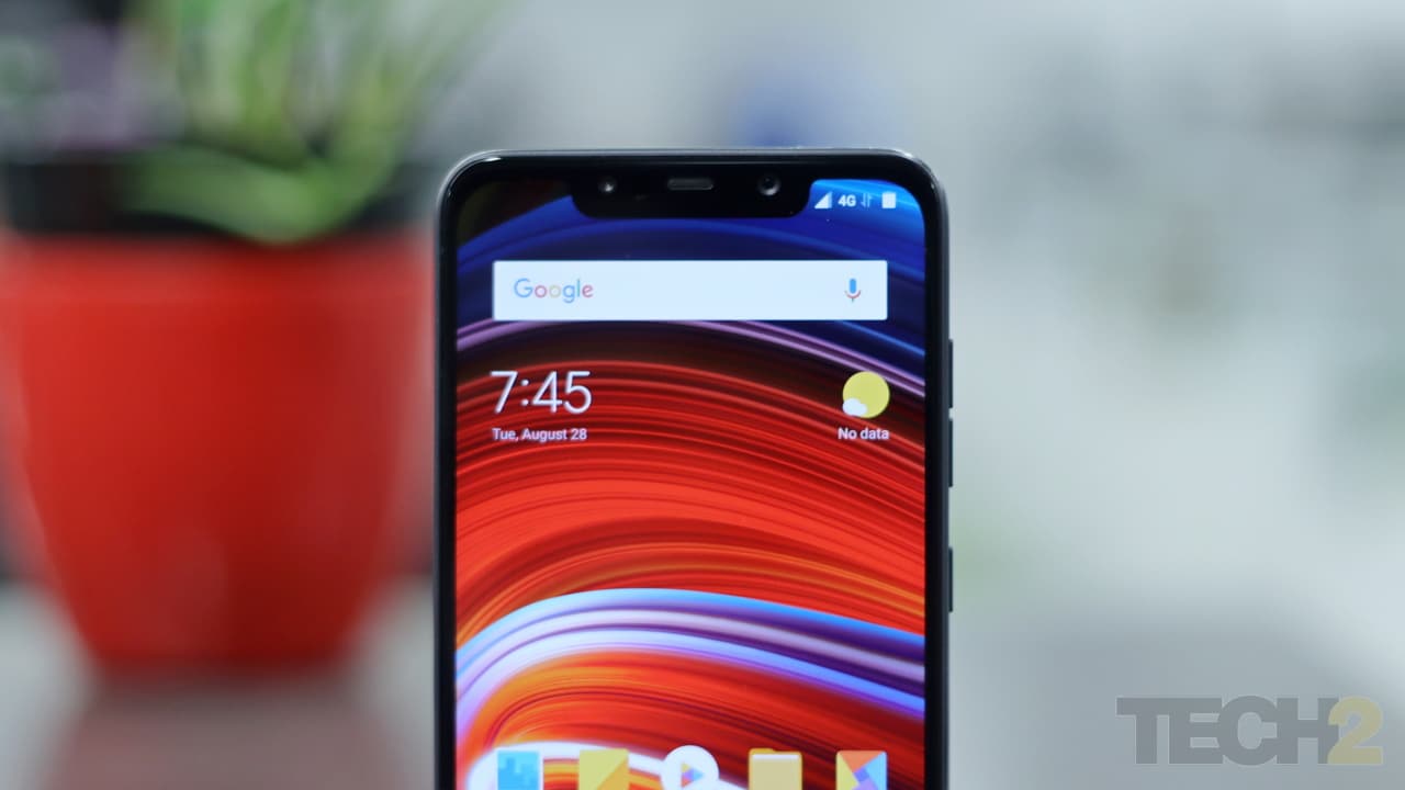 The Notch is present and it also features an IR camera which powers the face unlock feature. Image: Tech2/ Shomik Sen Bhattacharjee