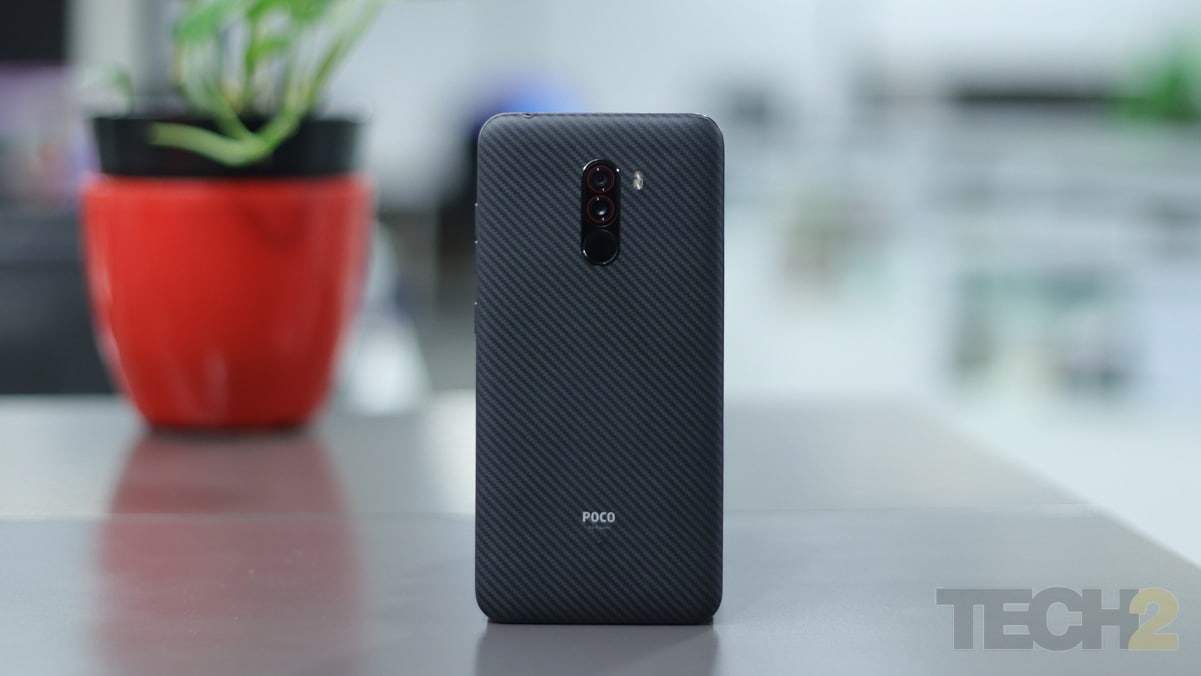 The POCO F1 has a soft finish on the Armoured Kevlar variant. Image: Tech2/ Shomik Sen Bhattacharjee