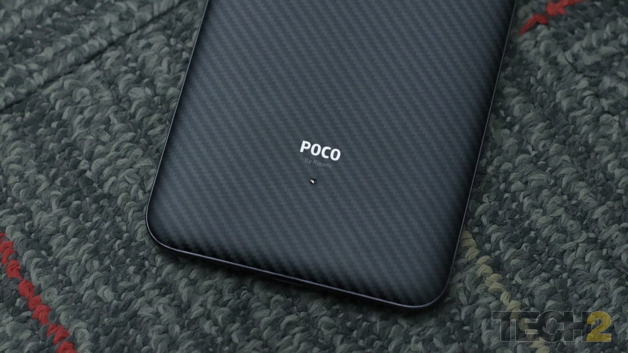 The POCO F1 logo on the back of the phone. Image: Tech2/ Shomik Sen Bhattacharjee
