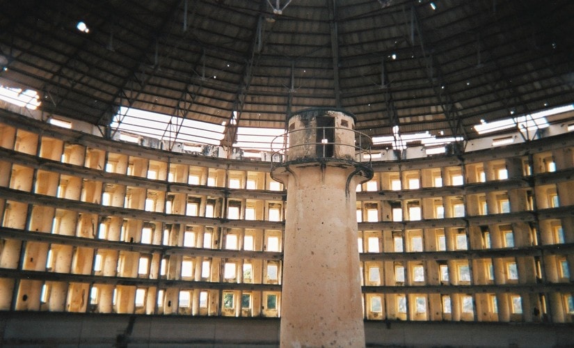 The panopticon prison design ensures that the inmates cannot see whether or not they are being watched. Wikimedia Commons