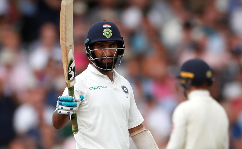 After the horror end to his first innings on the first day, India's Cheteshwar Pujara scored a fifty and was dismissed for 72. Reuters After the horror end to his first innings on the first day, India's Cheteshwar Pujara scored a fifty and was dismissed for 72. Reuters