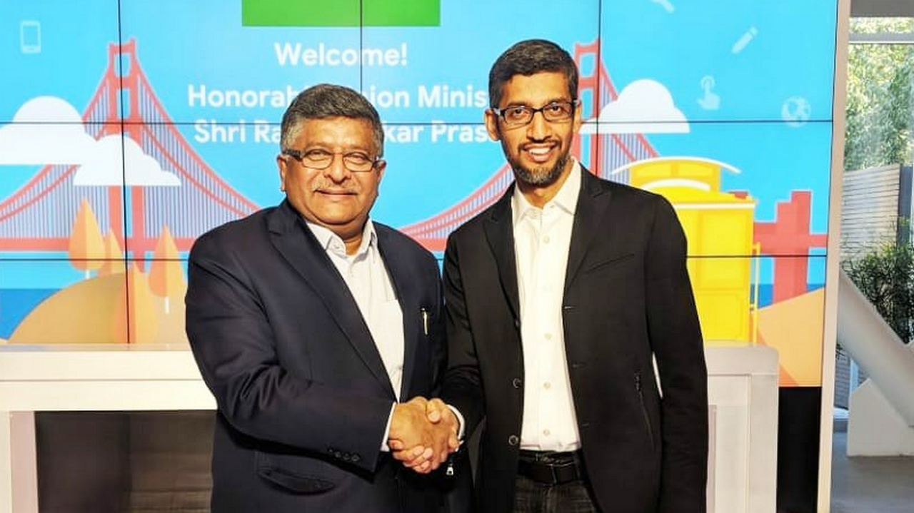 RS Prasad meets Sundar Pichai, seeks Google's role in Digital Village initiative RS Prasad meets Sundar Pichai, seeks Google's role in Digital Village initiative