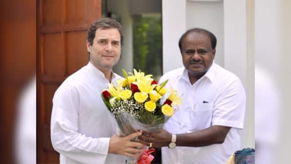 HD Kumaraswamy meets Rahul Gandhi in New Delhi, urges Congress president to give nod for Karnataka cabinet expansion