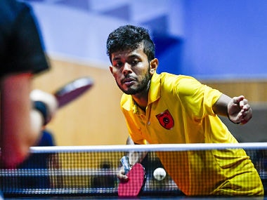 of Falcons TTC during the practice session of the CEAT Ultimate Table Tennis League powered by Kellogs at the League hotel in Pune, India on June 13, 2018. Photo : Pal Pillai / Focus Sports / Ultimate Table Tennis