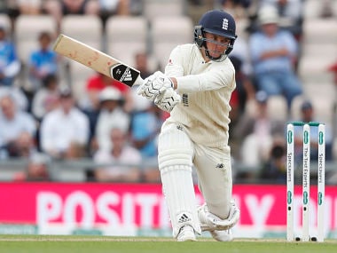 England's Sam Curran hits out off the bowling of India's Ravichandran Ashwin during play on the first day of the 4th cricket test match between England and India at the Ageas Bowl in Southampton, England, Thursday, Aug. 30, 2018. England and India are playing a 5 test series. (AP Photo/Alastair Grant)