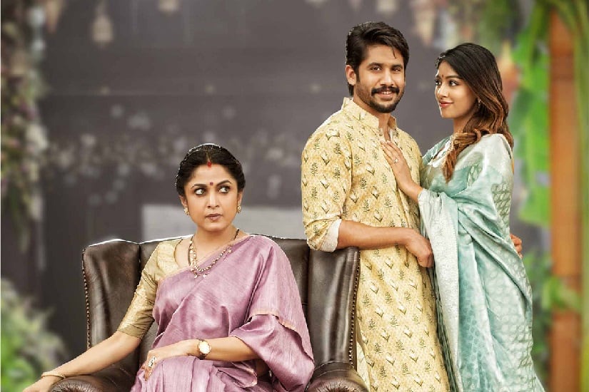 Ramya Krishna, Naga Chaitanya and Anu Emmanuel in a promo for Shailaja Reddy Alludu. Image via Twitter