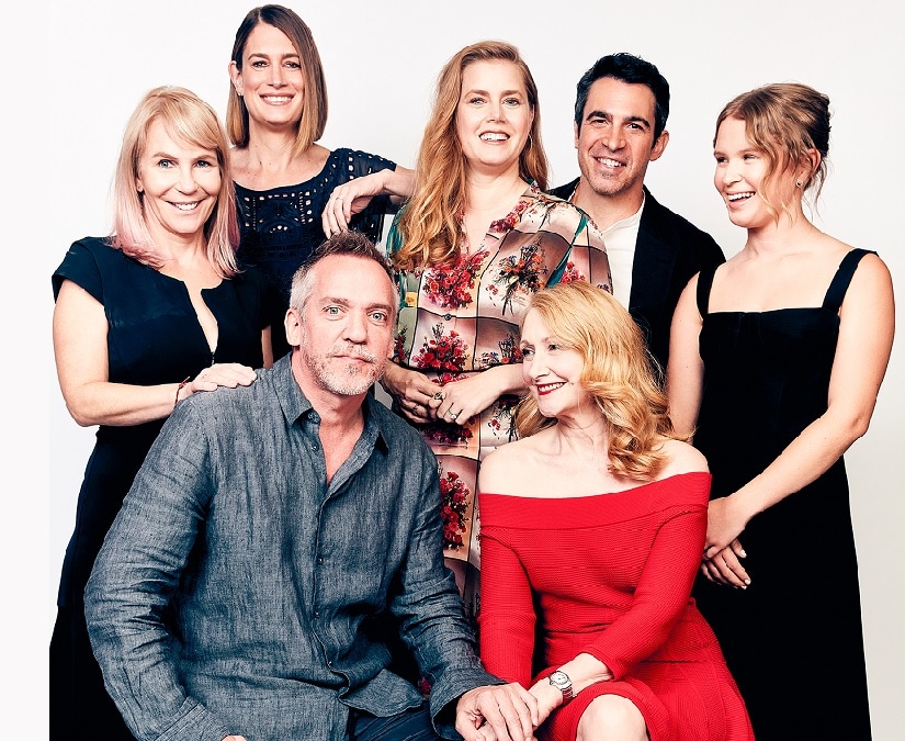 Top (From L-R): writer/executive producer Marti Noxon, author Gillian Flynn, actor/executive producer Amy Adams, actors Chris Messina and Eliza Scanlen; bottom: director Jean-Marc Vallée and actor Patricia Clarkson. Image via People