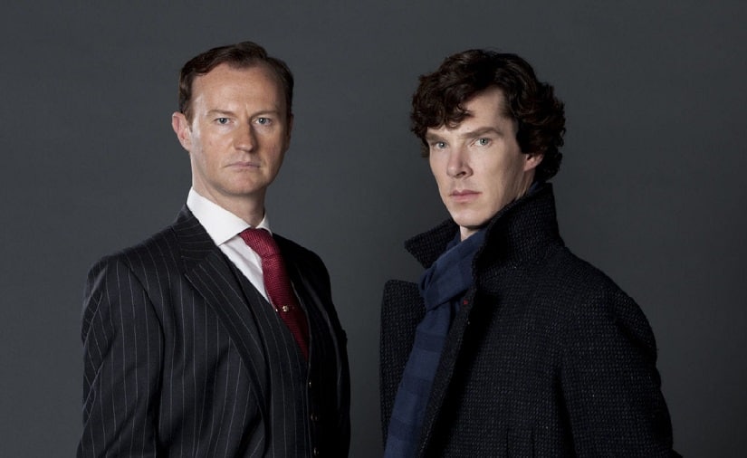 Mark Gatiss (L) and Benedict Cumberbatch. Gattis plays the role of Mycroft in Sherlock. Image via Twitter