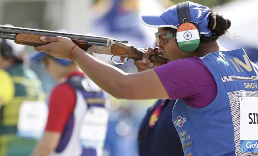 Shreyasi Singh shoots during the women’s Double Trap final at the Belmont Shooting Centre during the 2018 Commonwealth Games in Brisbane, Australia. AP