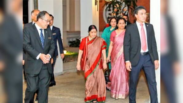 Sushma Swaraj arrives in Vietnam's Hanoi on first leg of two-nation tour; to meet PM Nguyen Xuan Phuc, discuss maritime security